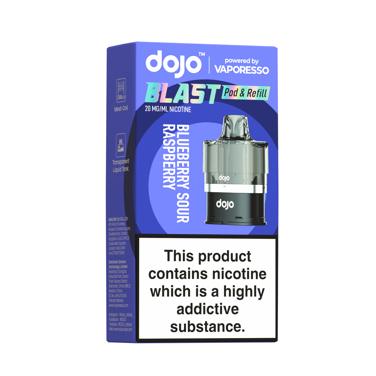 Dojo Blast 6000 Blueberry Sour Raspberry Prefilled Pods by Vaporesso