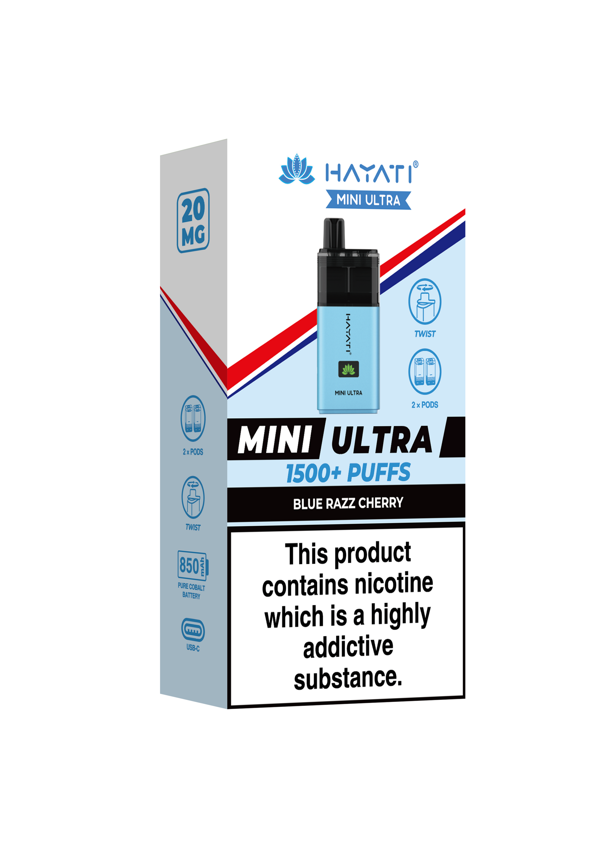 Hayati Mini Ultra 1500 Disposable Vape Blue Razz Cherry