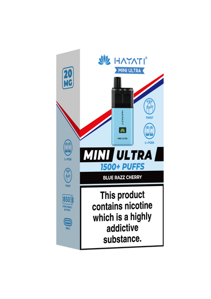 Hayati Mini Ultra 1500 Disposable Vape Blue Razz Cherry