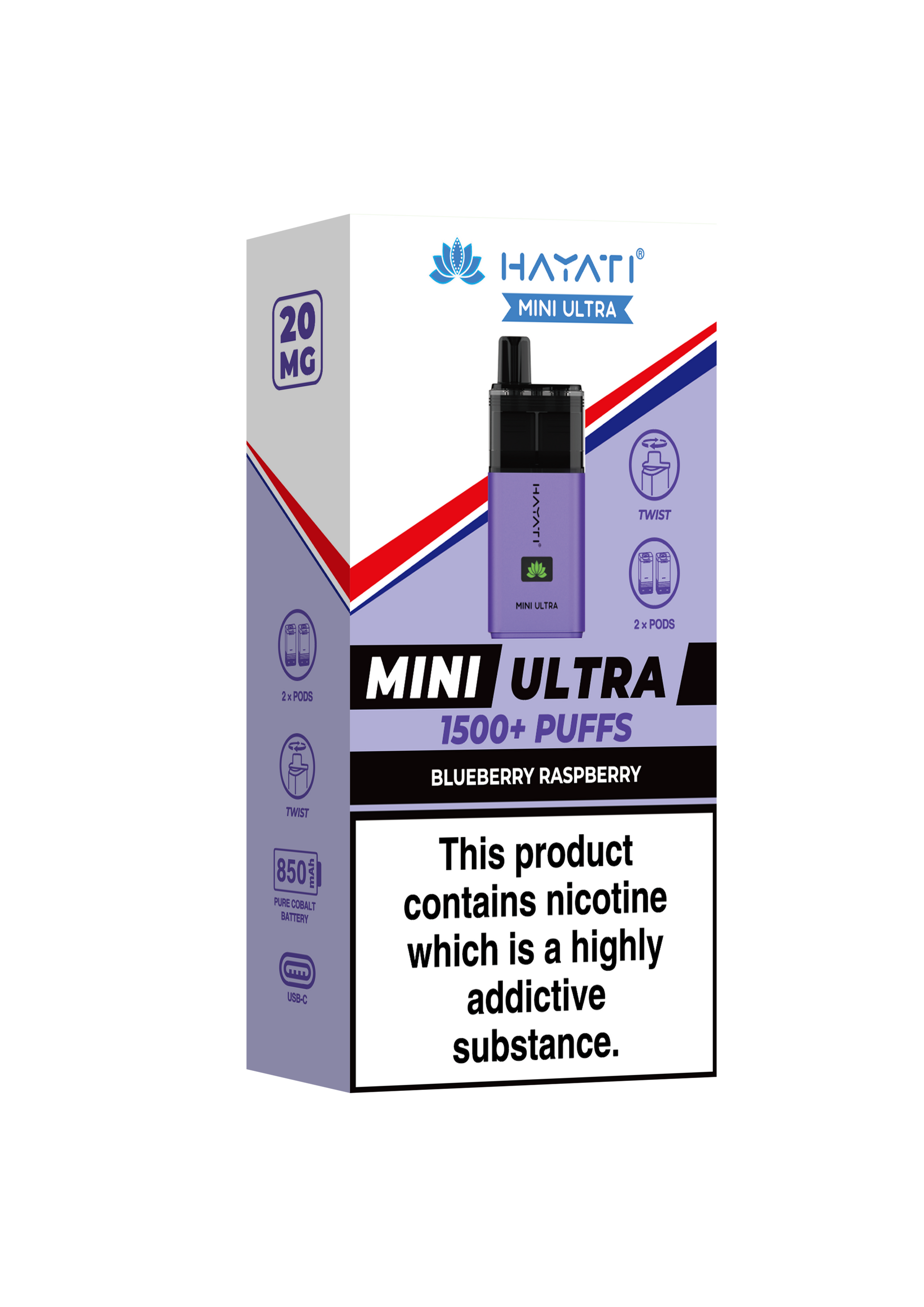 Hayati Mini Ultra 1500 Disposable Vape Blueberry Raspberry