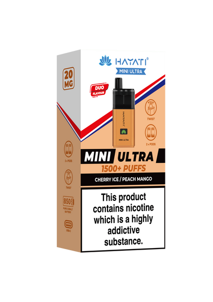 Hayati Mini Ultra 1500 Disposable Vape Cherry Ice/Peach Mango