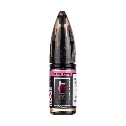 Deluxe Passionfruit Rhubarb Nic Salt E-Liquid by Riot Black Edition