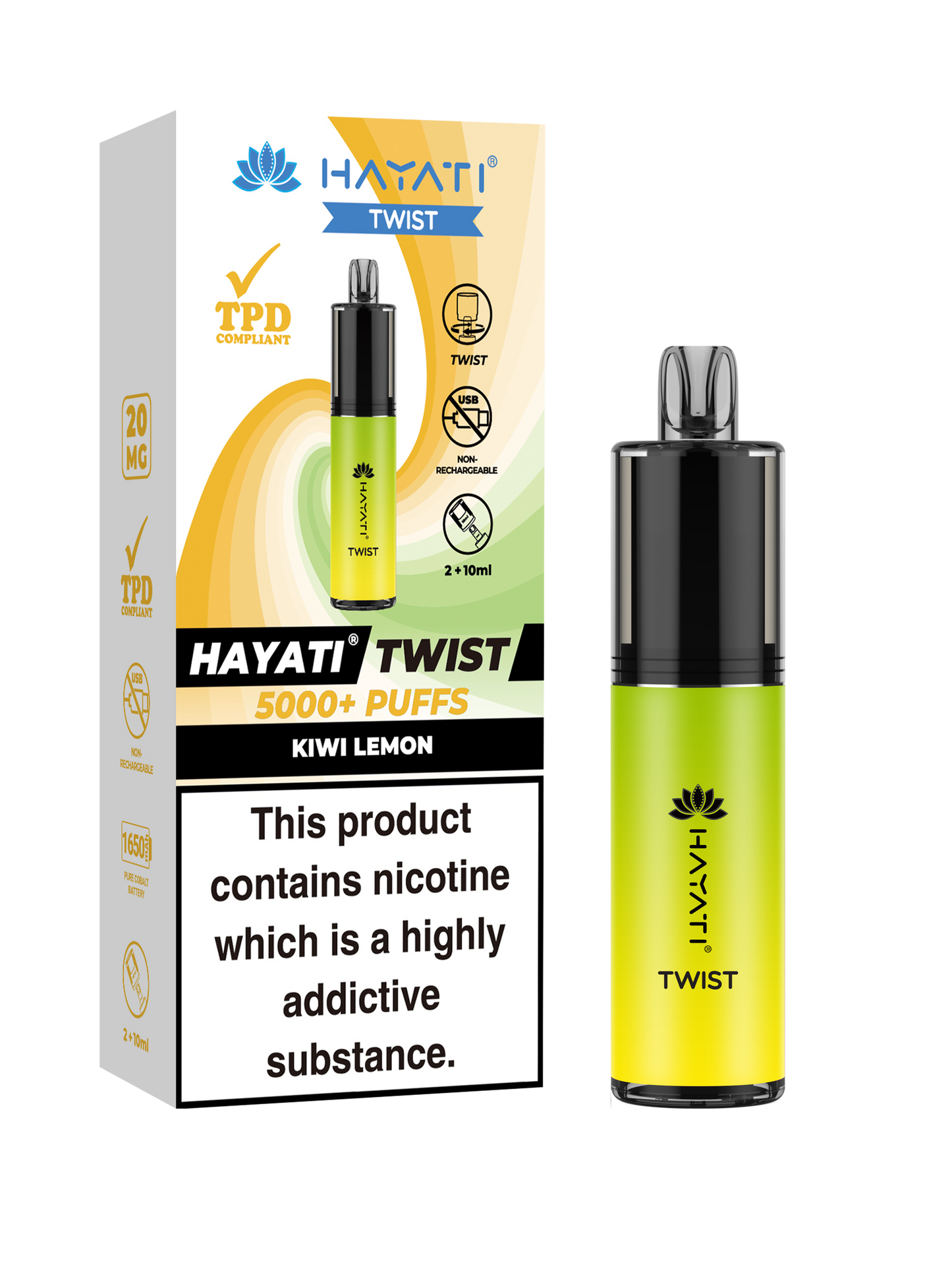 Hayati Twist 5000 Disposable Vape Kiwi Lemon