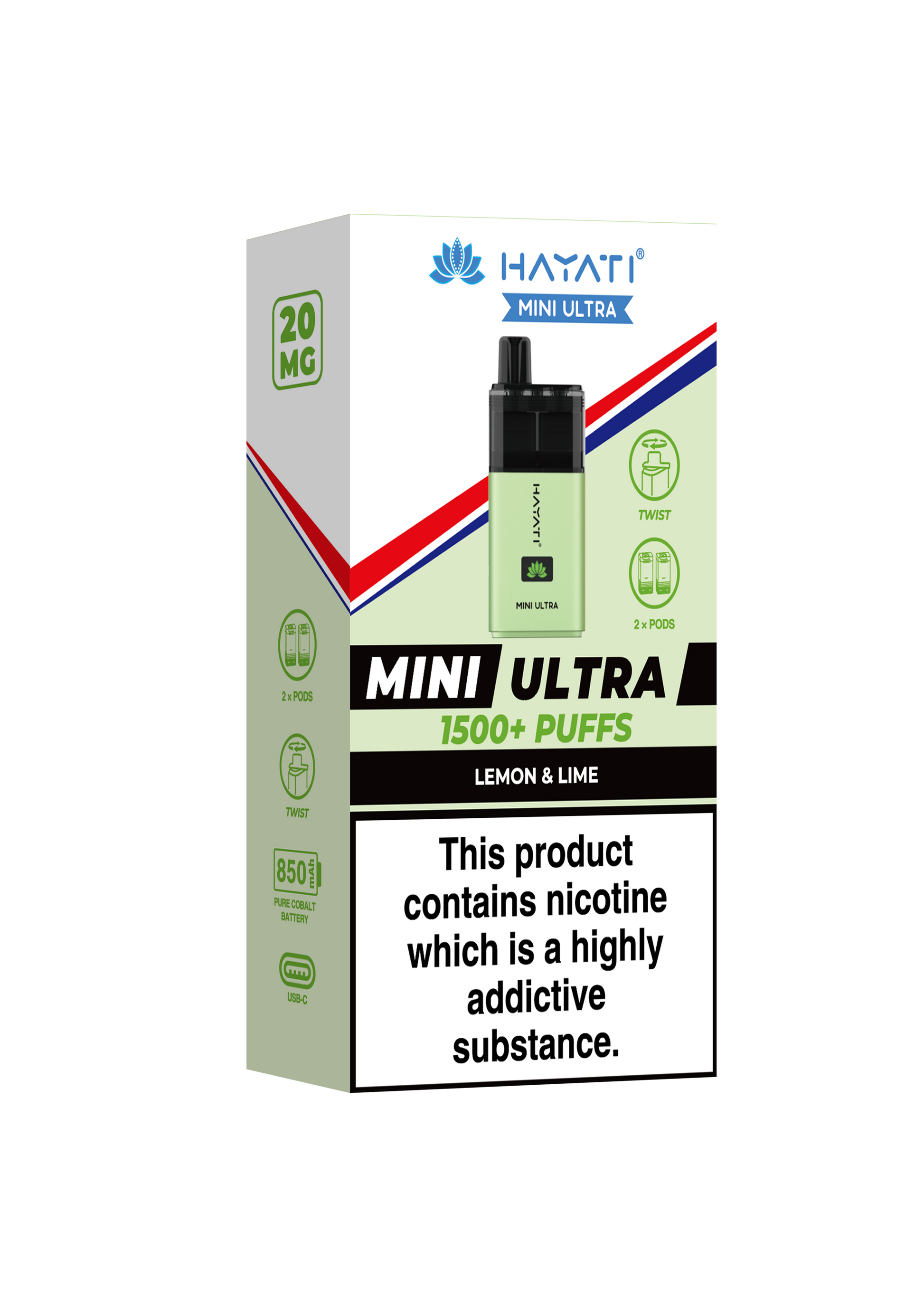 Hayati Mini Ultra 1500 Disposable Vape Lemon Lime