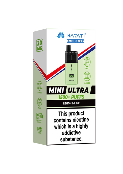 Hayati Mini Ultra 1500 Disposable Vape Lemon Lime