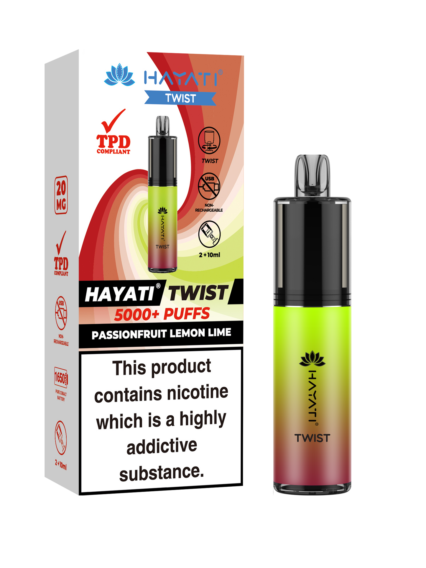 Hayati Twist 5000 Disposable Vape Passionfruit Lemon Lime