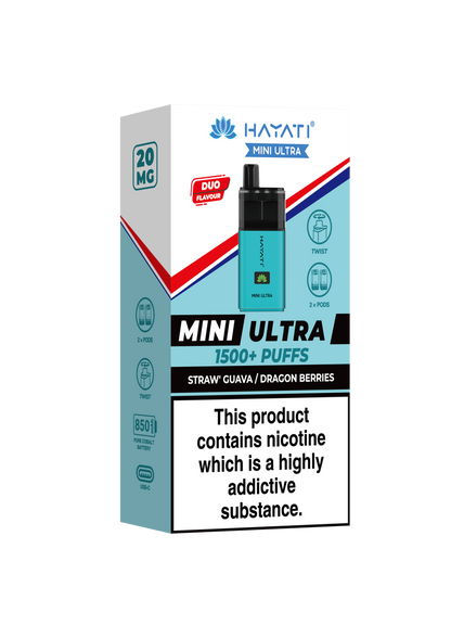 Hayati Mini Ultra 1500 Disposable Vape Straw' Guava/Dragon Berries