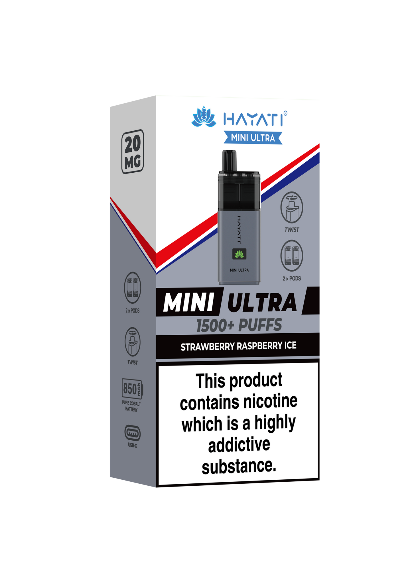 Hayati Mini Ultra 1500 Disposable Vape Strawberry Raspberry Ice