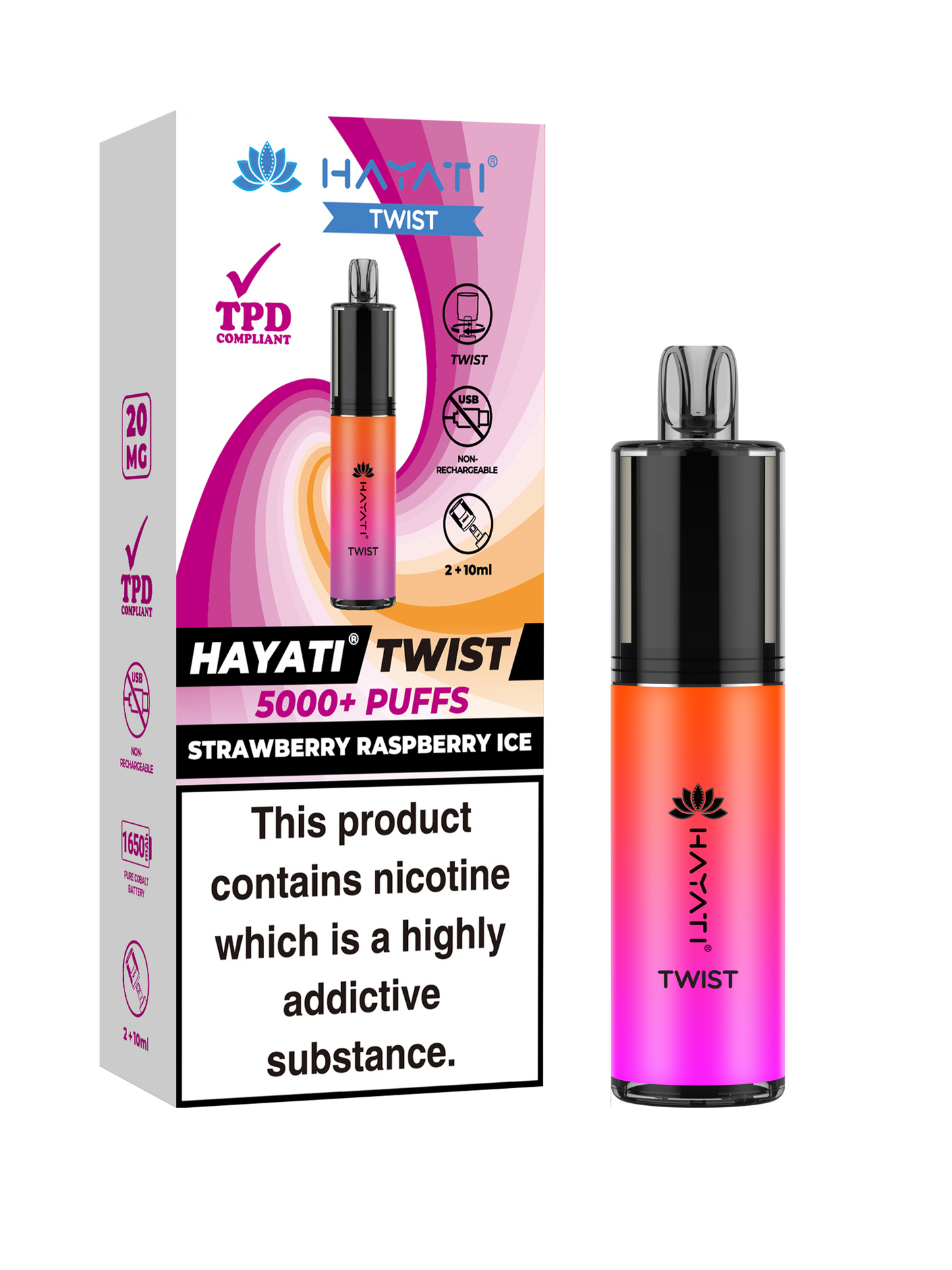 Hayati Twist 5000 Disposable Vape Strawberry Raspberry Ice