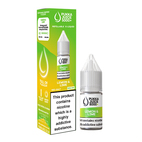 Lemon & Lime Nic Salt E-Liquid by Pukka Juice 5000+