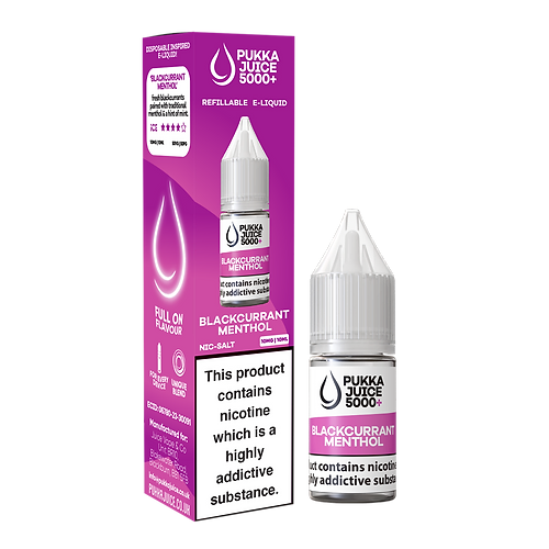 Blackcurrant Menthol Nic Salt E-Liquid by Pukka Juice 5000+